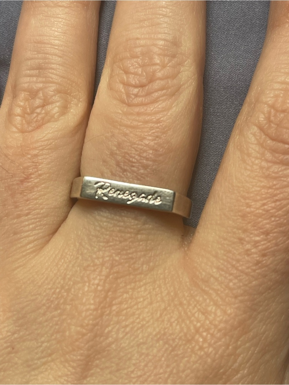 Sterling Silver Engraved 'Renegade' Band Ring - Silver